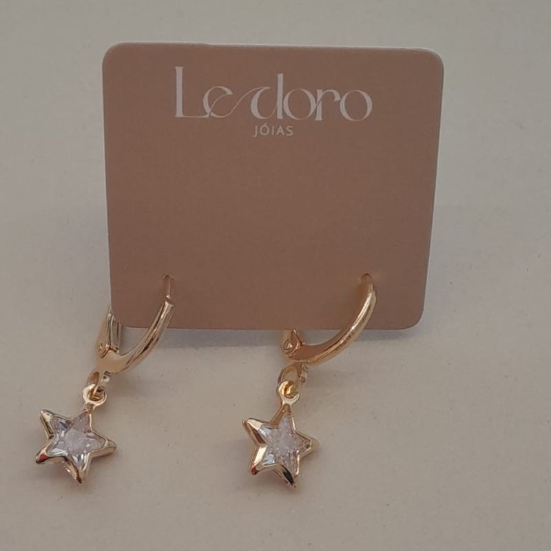 BRINCO FO ARG LISA ESTRELA PEND CRISTAL 6MM