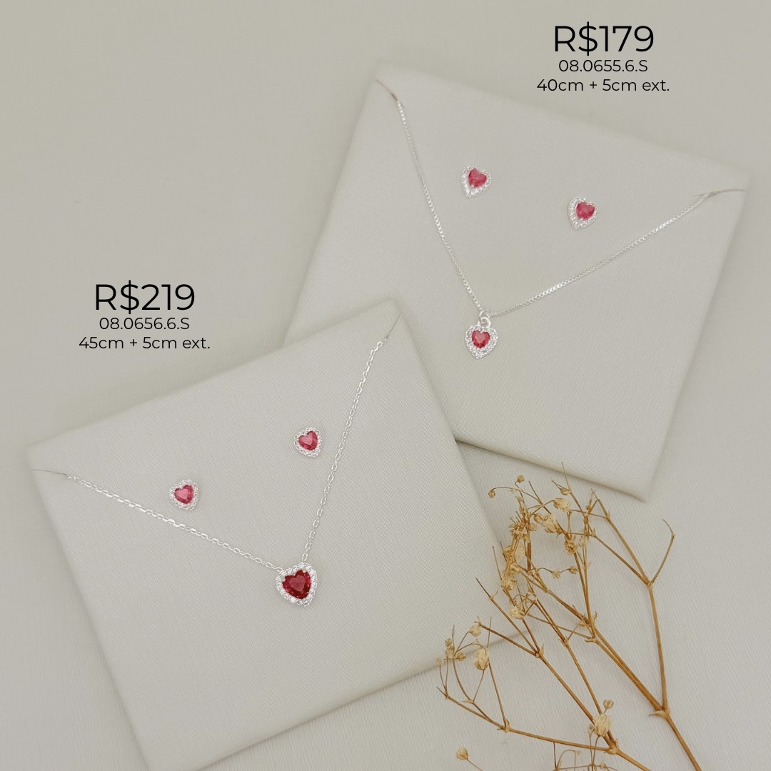 08.0655.6.S - (40+) Conjunto de coração central com um aura e cravação baixo