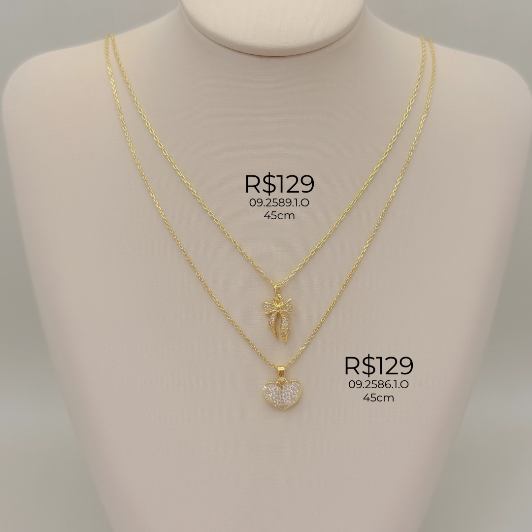09.2586.1.O - (45) Colar em cartier com pingente de coração em efeito orgânico cravejado