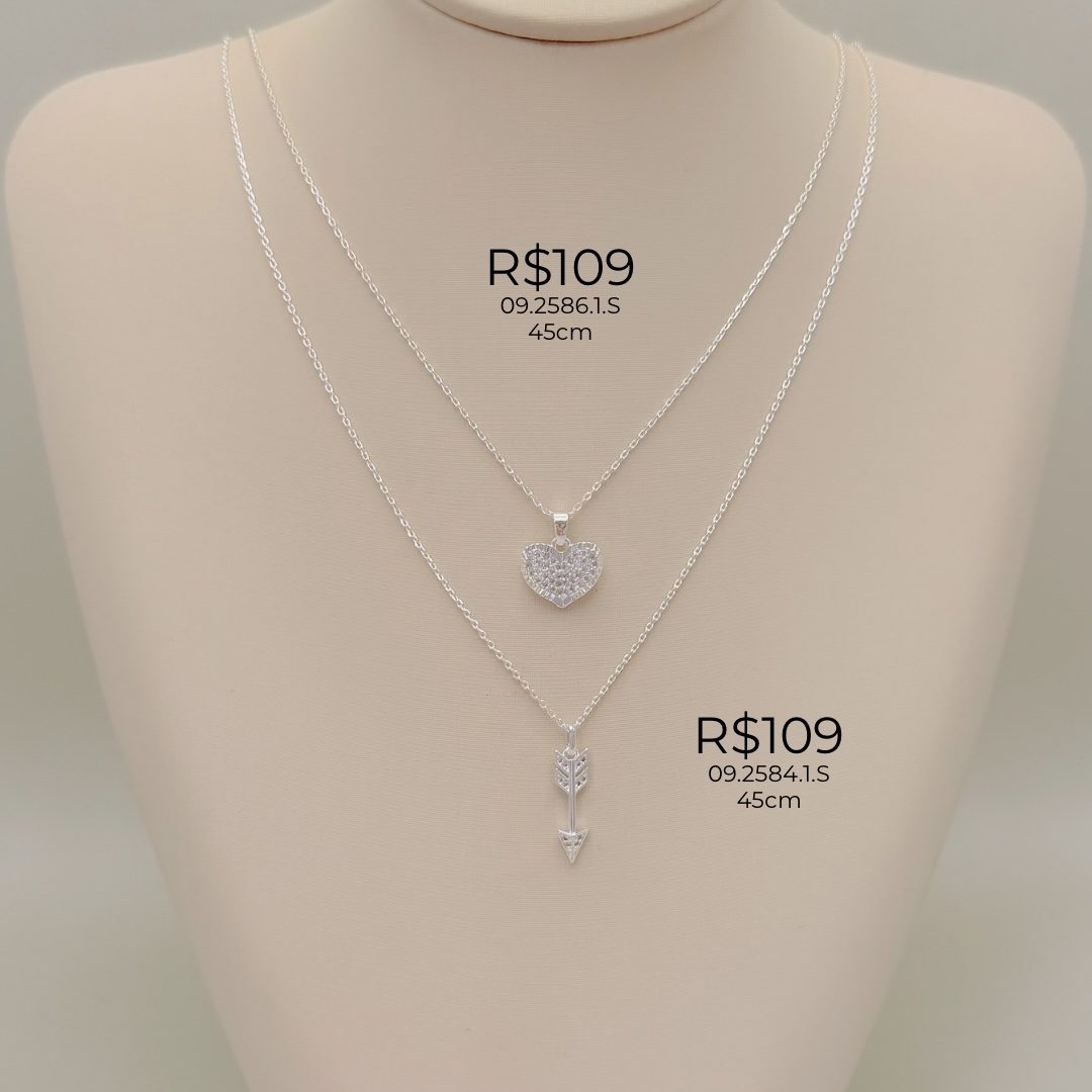 09.2586.1.S - (45) Colar em cartier com pingente de coração em efeito orgânico cravejado