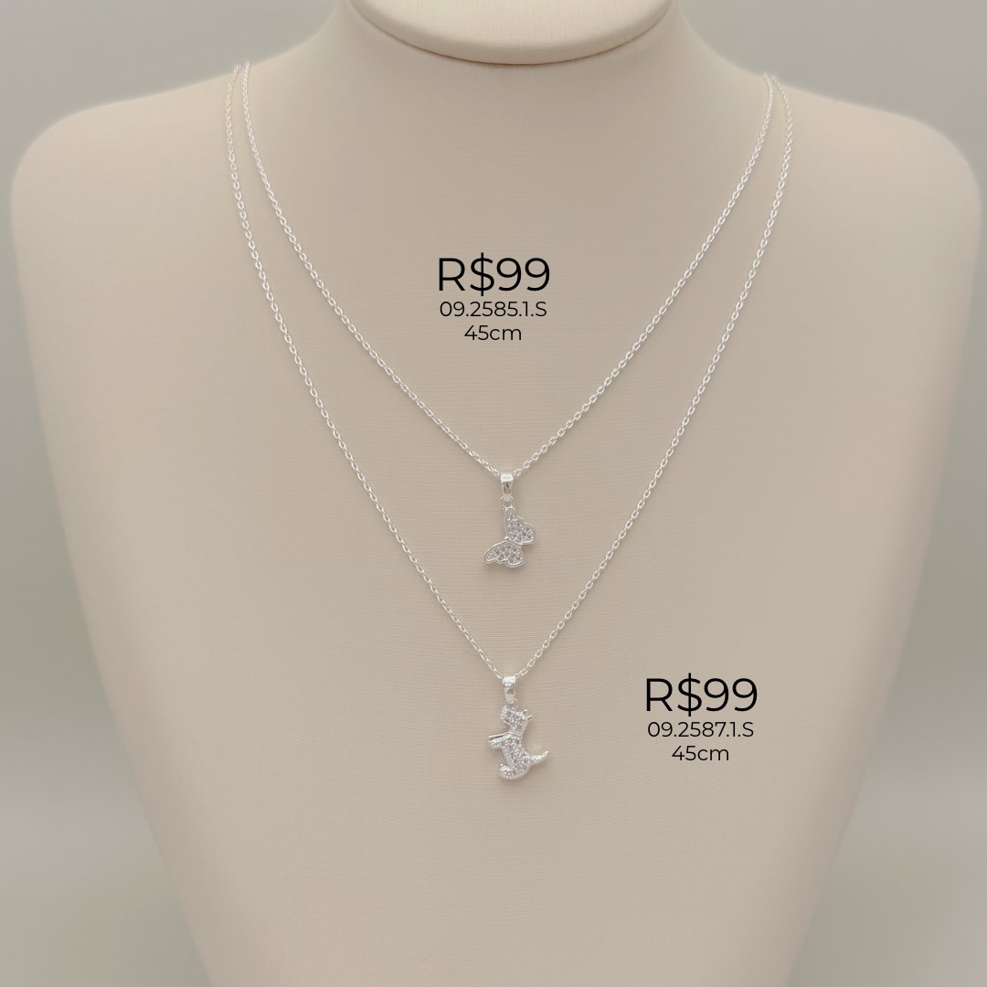 09.2587.1.S - (45) Colar de cartier com pingente de cachorro em pé abaloado cravejado