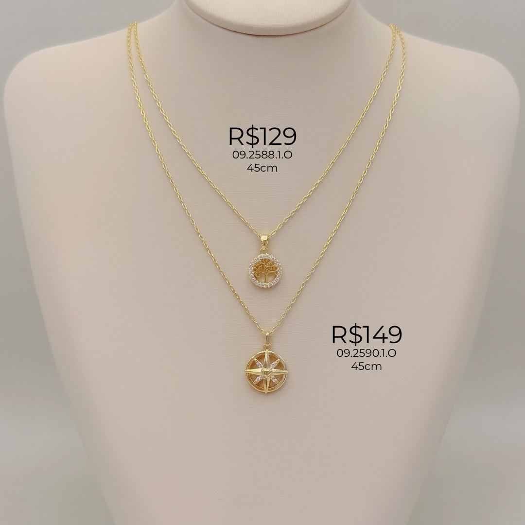 09.2590.1.O - (45) Colar de cartier com pingente de rosa dos ventas com mini coração central