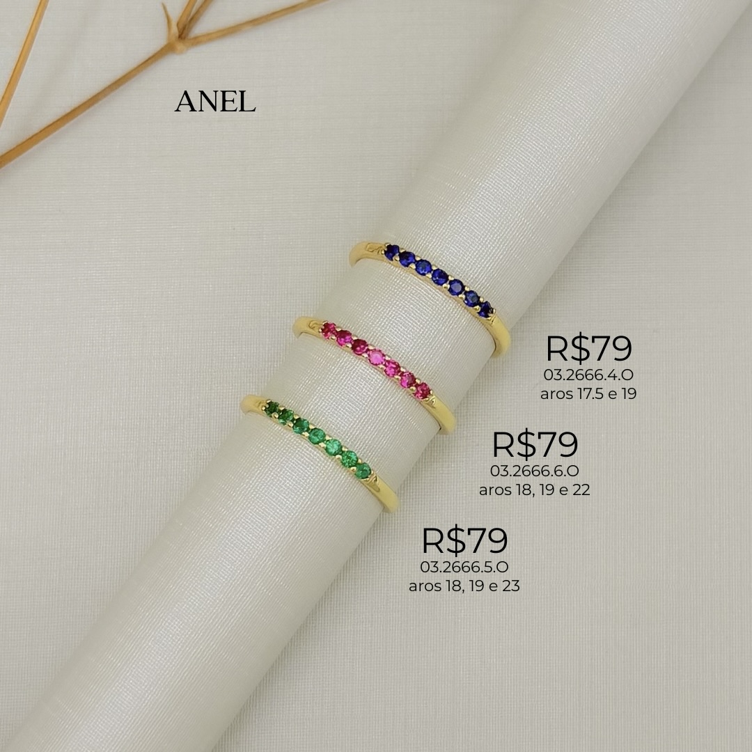 03.2666.6.O - (18) Anel estilo aparador de sete micro zircônias em cravação garras