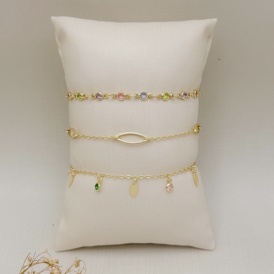12.2323.C.O - Pulseira estilo tiffany em ponto de luz coloridos de cor pastel