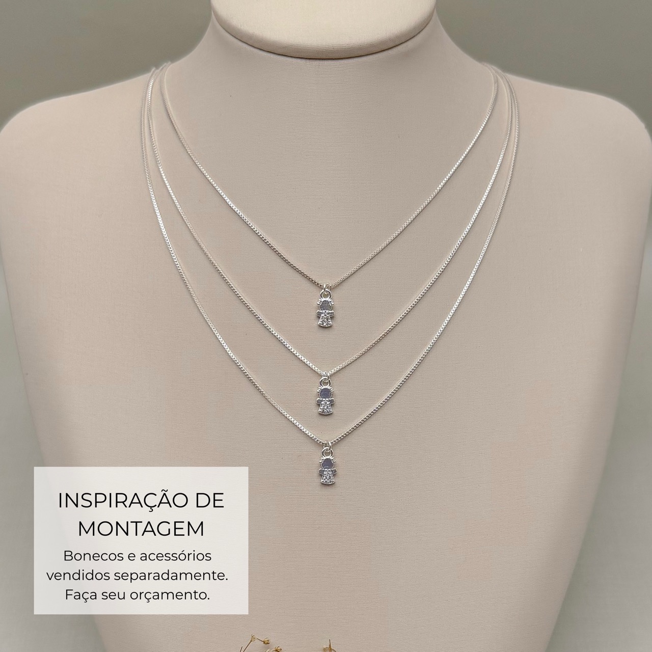 09.2300/2301.1.S - (45 - 6 filhos - V1) Colar veneziana com pingente de menina mini