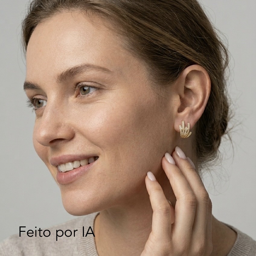 06.1369.1.O - Brinco barras orgânicas cravejadas estilo plumas com borda lisa