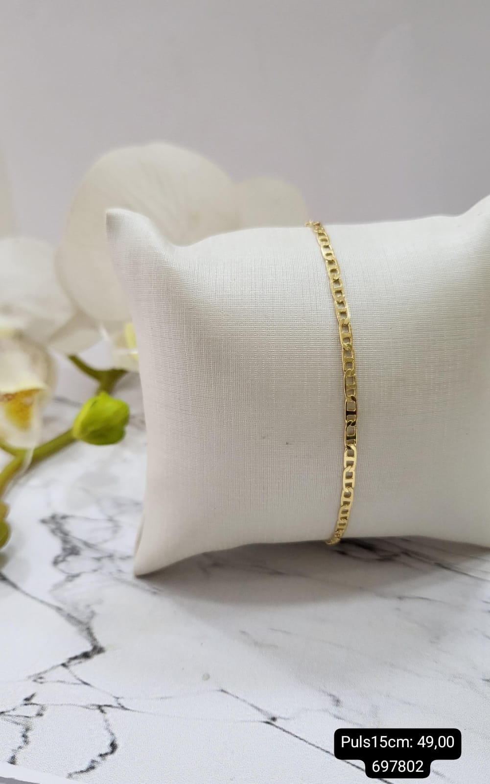 Pulseira infantil no elo gutti fino banhado a ouro 18k TAM15CM