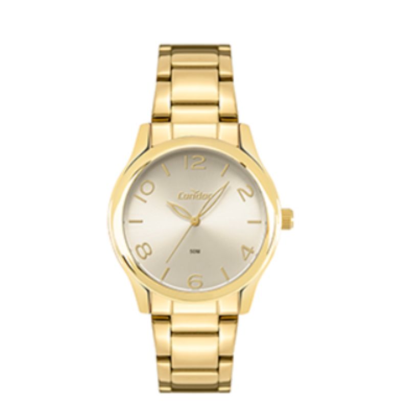 CO2035NLG/4K Relogio analogico condor redondo caixa grande feminino dourado