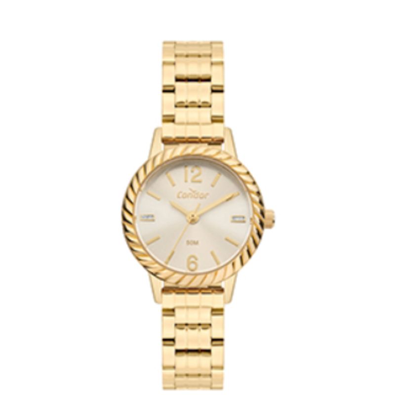 CO2035NFY/4X Relogio analogico condor redondo caixa pequena feminino dourado