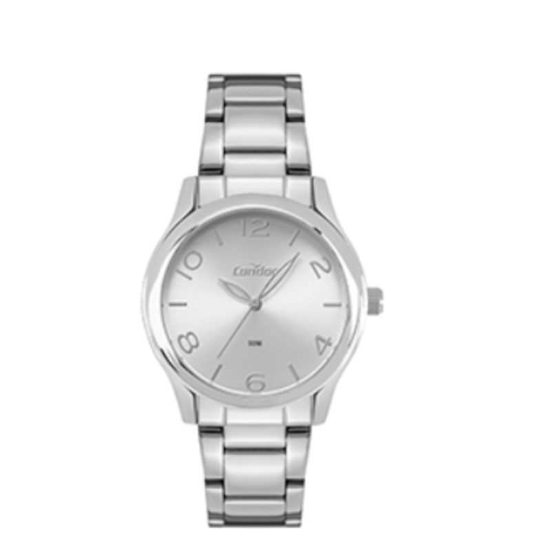 CO2035NLH/4K Relogio analogico condor redondo caixa grande feminino prata