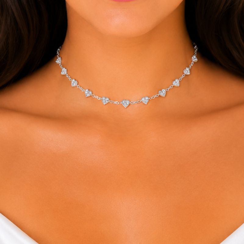CHOKER ZIRCÔNIAS CORAÇÃO