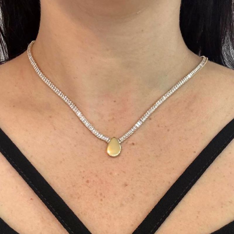 CHOKER RIVIERA BAGUETES E GOTA LISA