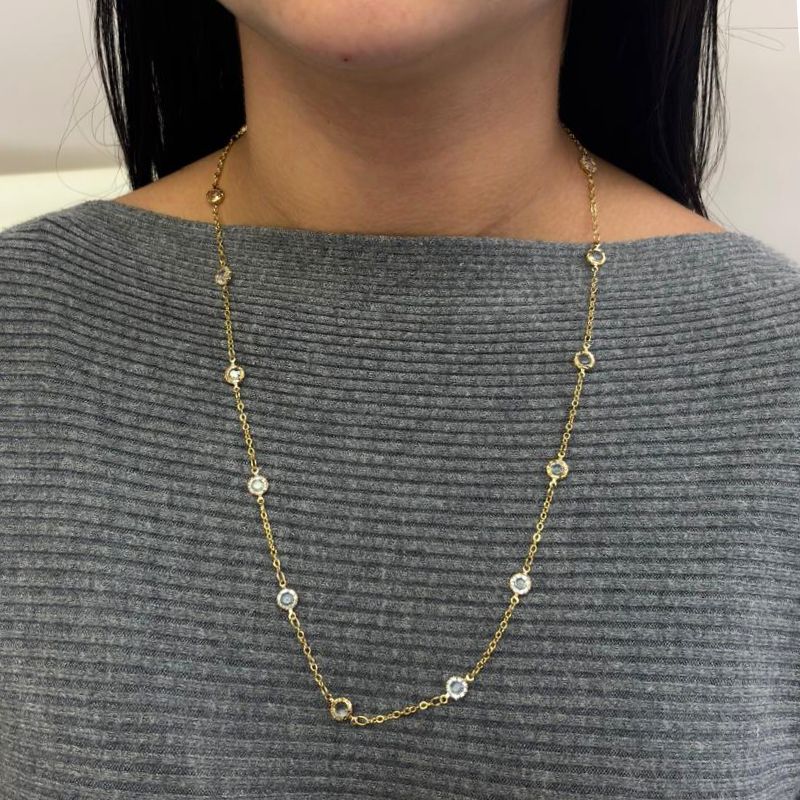 COLAR LONGO CADEADO COM ZIRCÔNIA