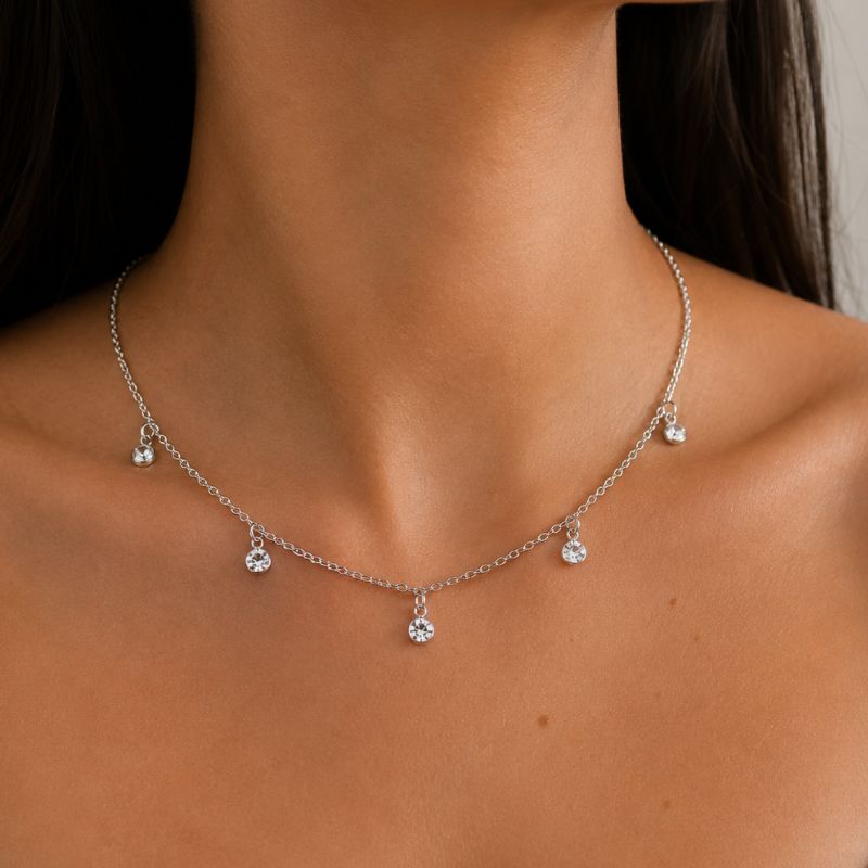 CHOKER ELO PORTUGUÊS COM ZIRCÔNIAS PENDURADAS