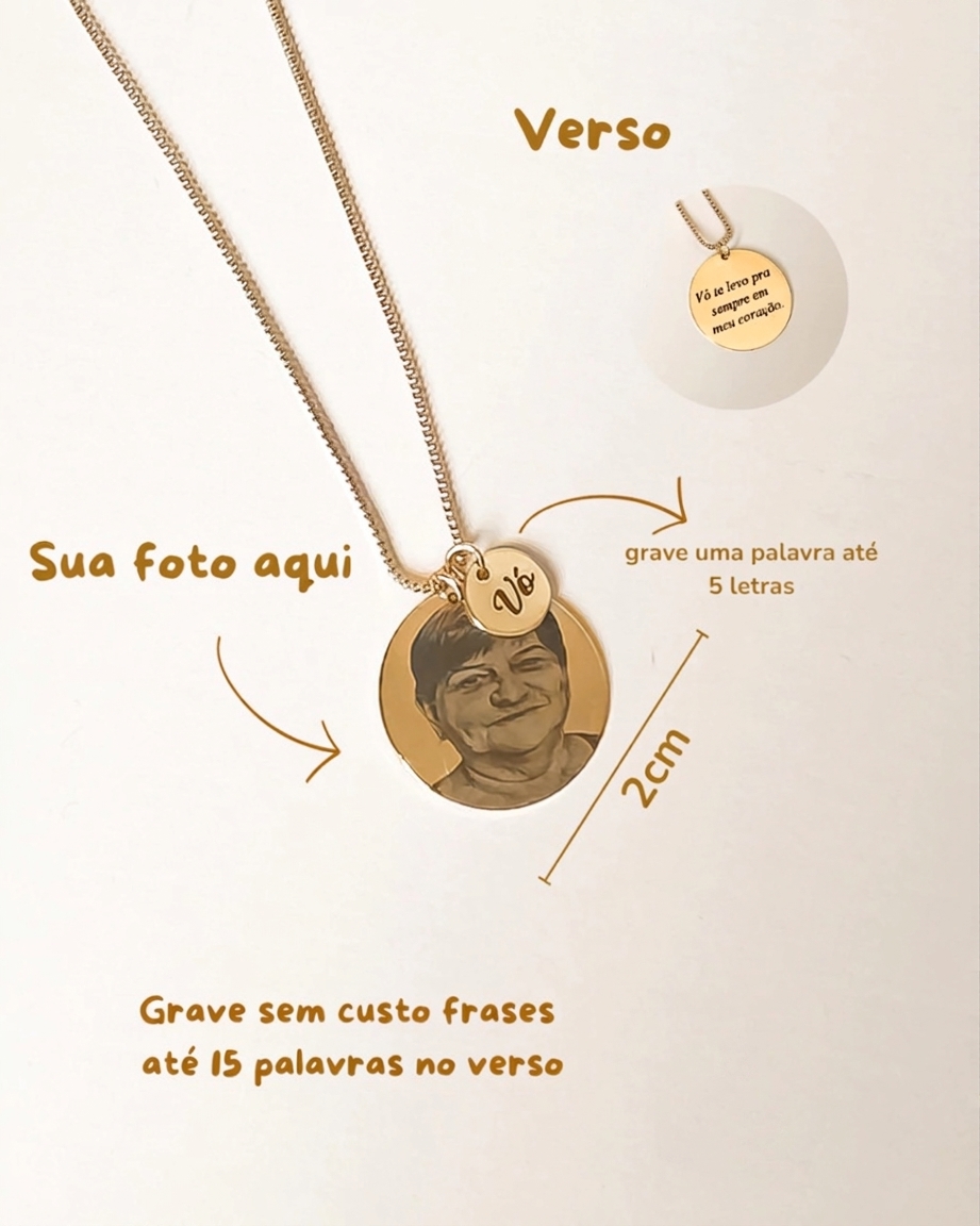 Colar Personalizado Foto Masc e Fem