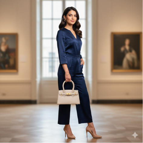 Bolsa Clássica Média de Couro Legítimo Off White