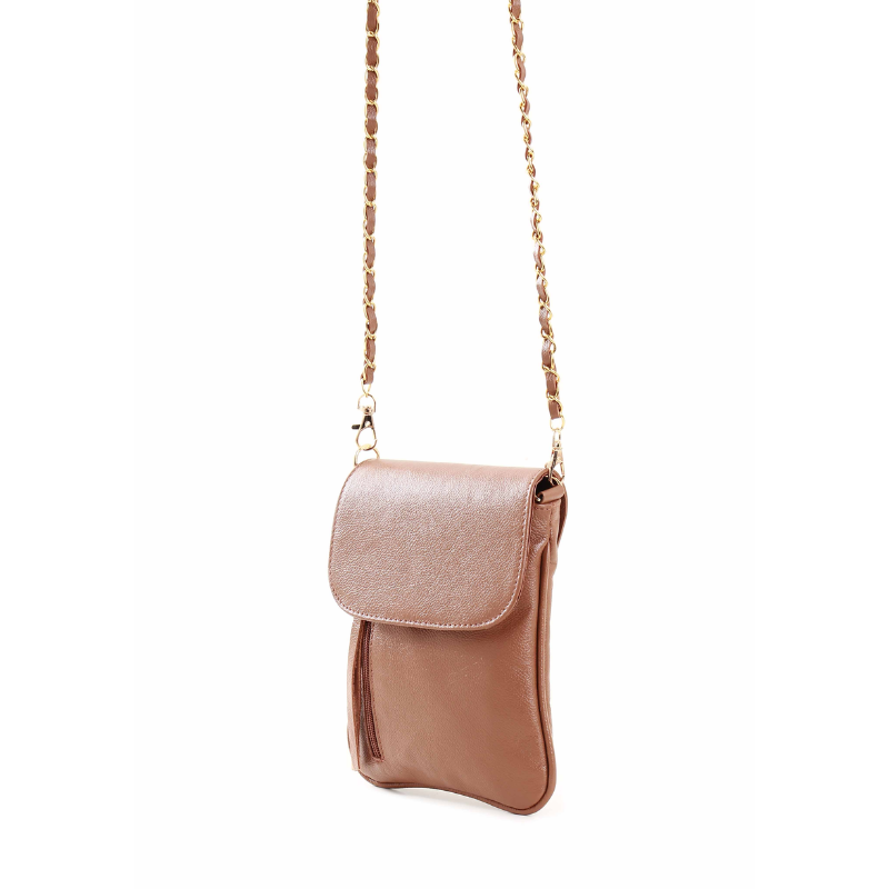 Bolsa Lateral  Pequena em Couro Legítimo Marrom