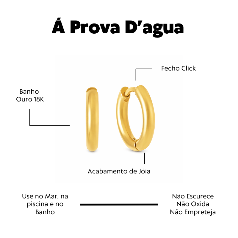 Brinco Á Prova D'agua Argola Lisa 1,7cm