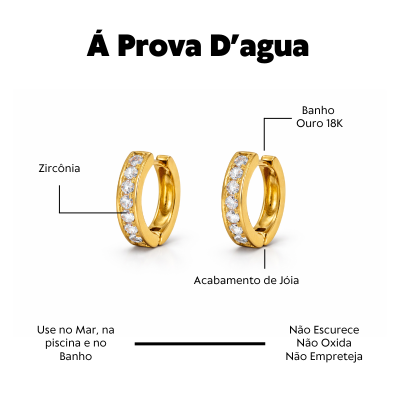 Argola Á Prova D'agua Cravejada 1,6cm