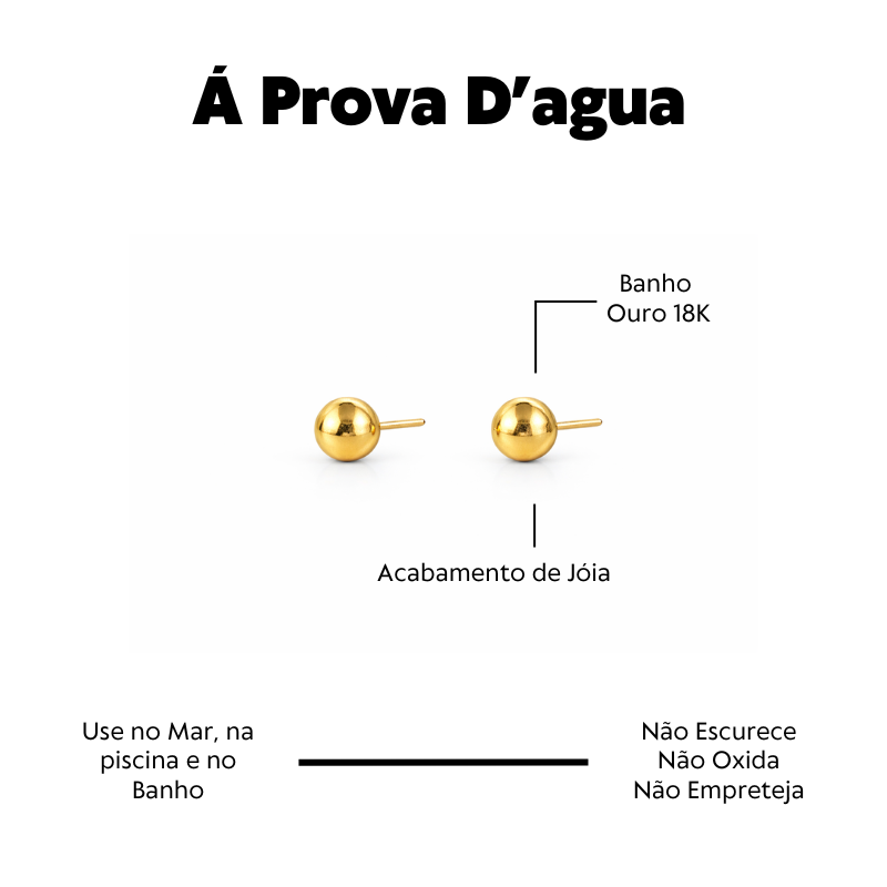 Brinco Á Prova D'agua Bolinha Lisa 4mm