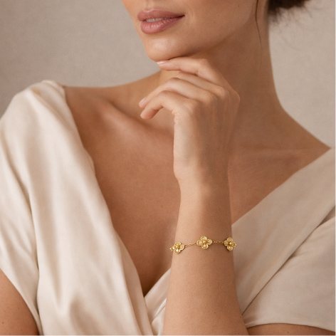 Pulseira Á Prova D'Agua Trevo Dourado