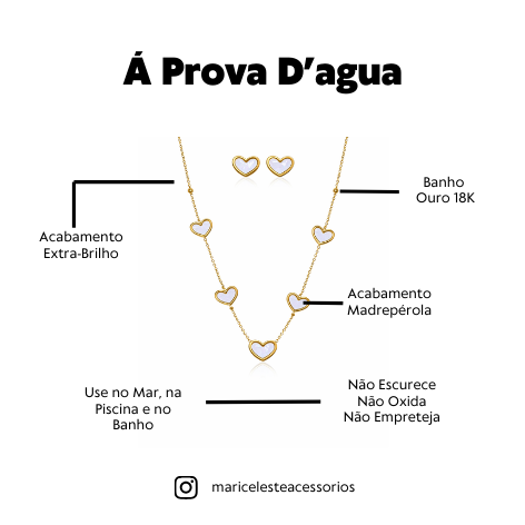 Conjunto Á Prova D'agua Coração Madrepérola
