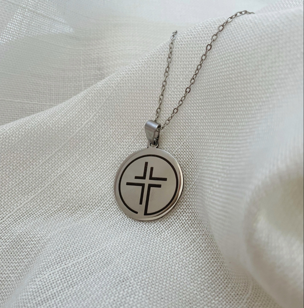 COLAR PERSONALIZADO IDE MEDALHA 25MM. 60CM DE COMPRIMENTO. AÇO INOX.