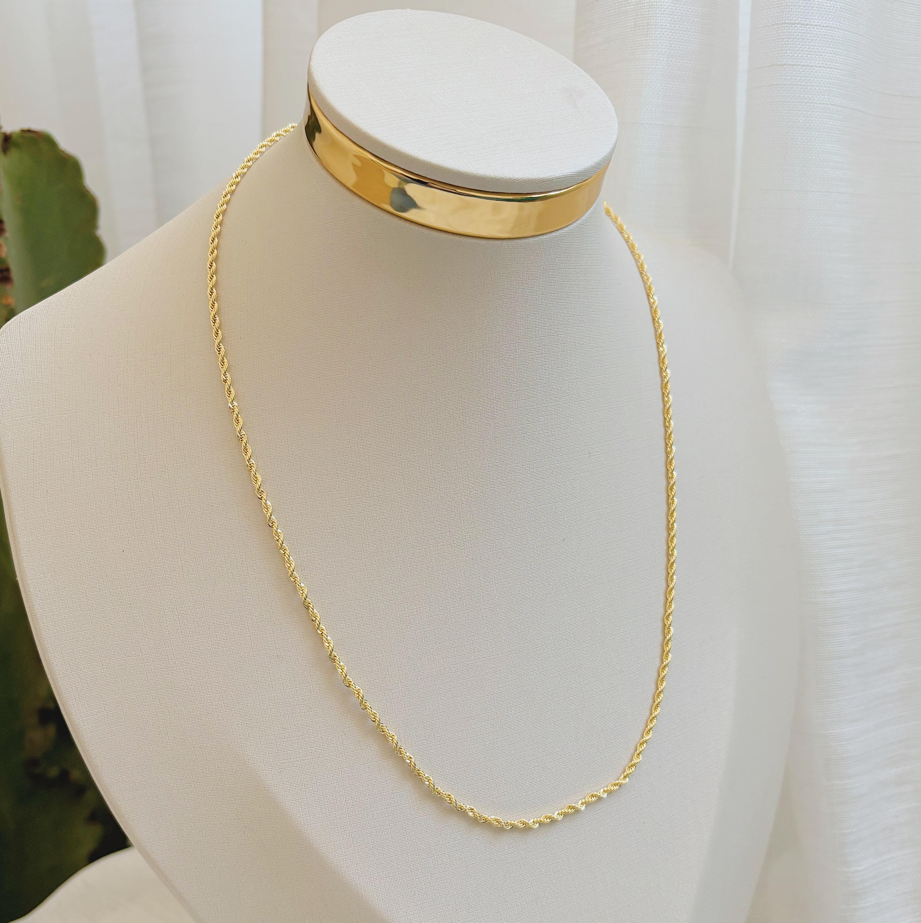 COLAR CORDÃO BAIANO 2MM. 50CM DE COMPRIMENTO E 5CM DE REGULAGEM. BANHADO A OURO 18k