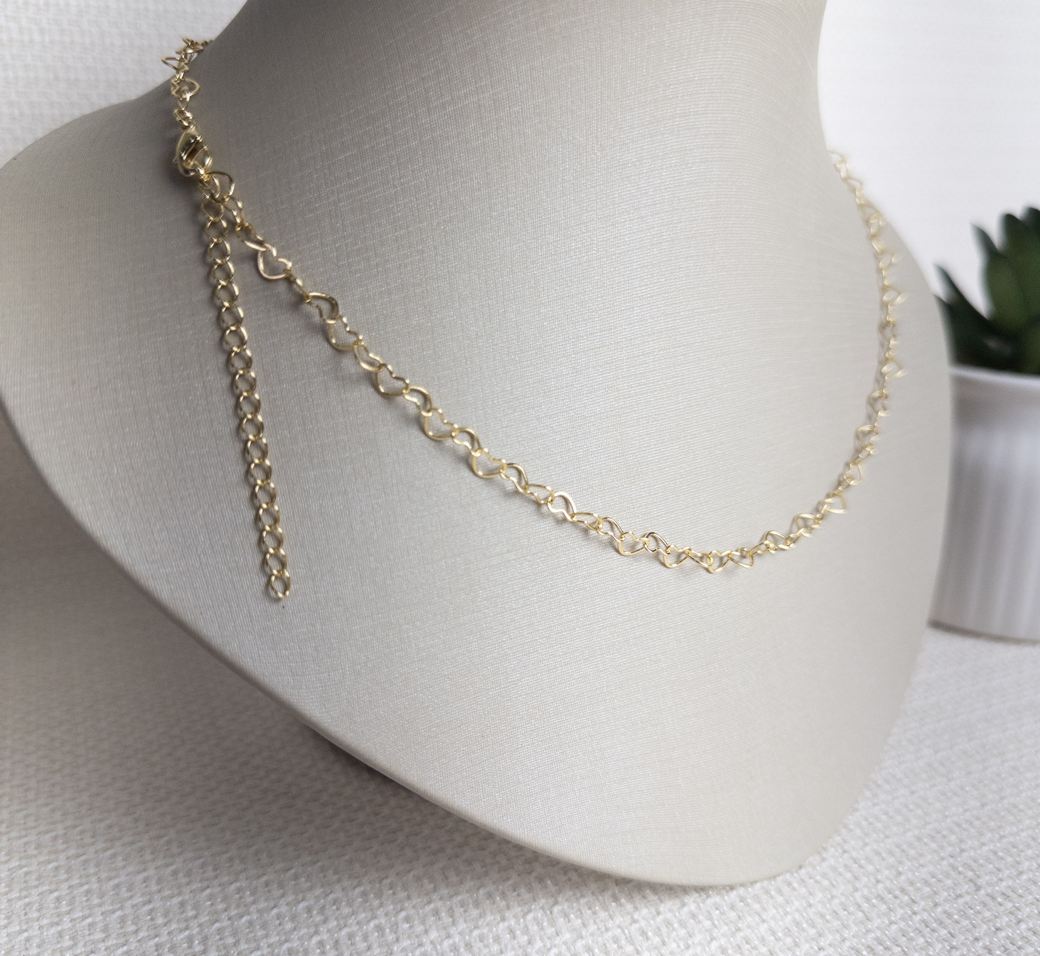 Colar Elos de Coração Folheado a Ouro 18K