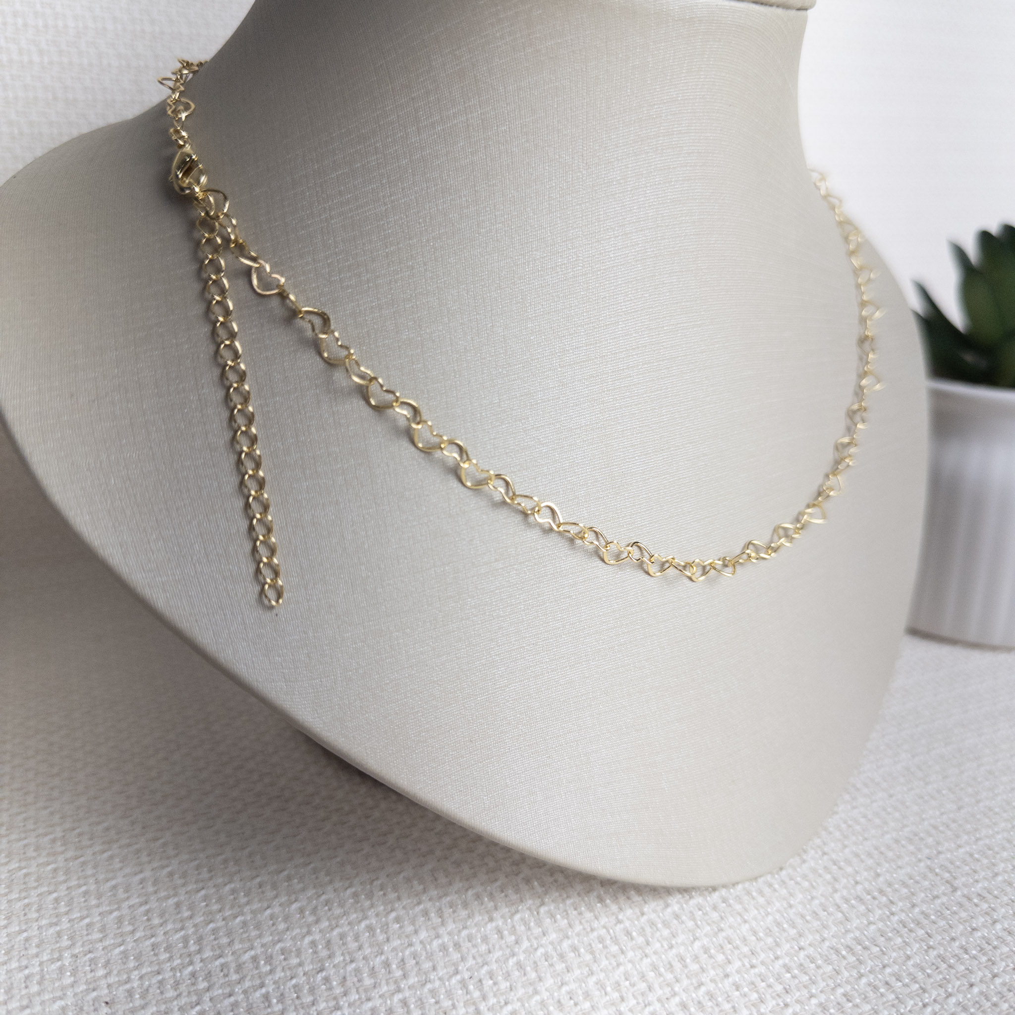 Colar Elos de Coração Folheado a Ouro 18K