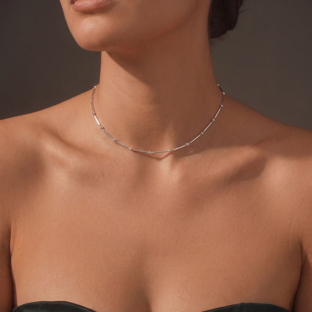 Choker Veneziana com Bolinhas Folheado a Prata