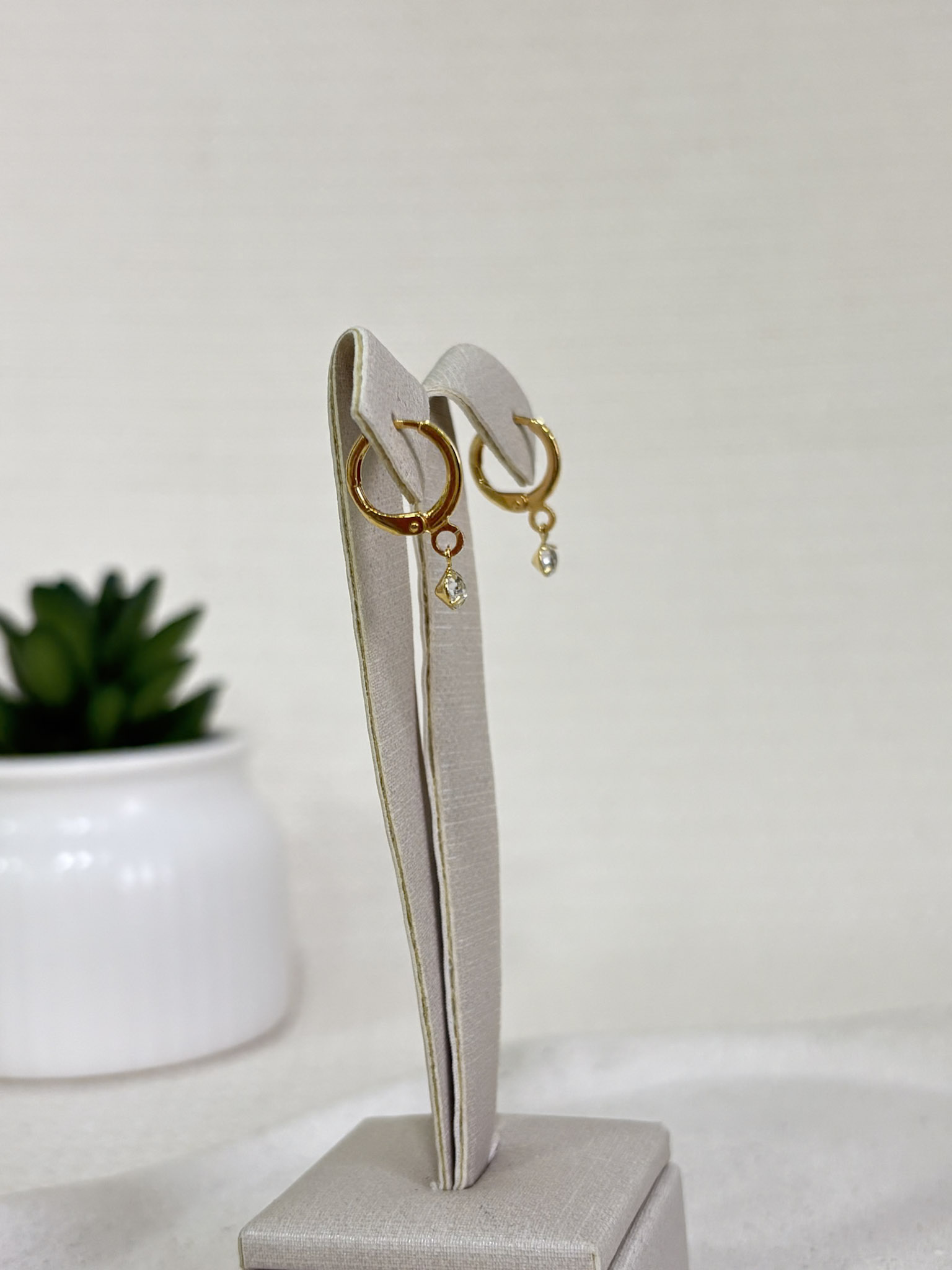 Brinco Argolinha com Ponto de Luz Folheado a Ouro 18k
