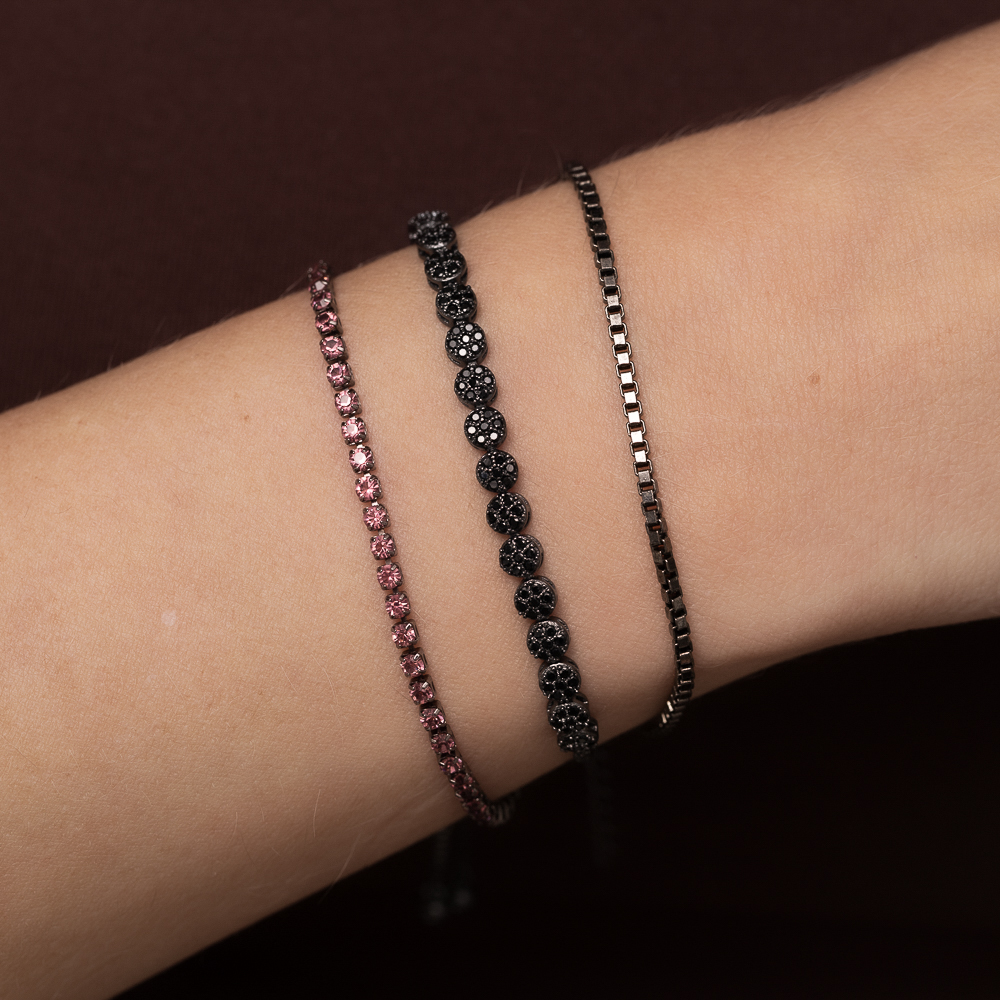 PULSEIRA ELOS TIJOLINHO BANHO RÓDIO NEGRO