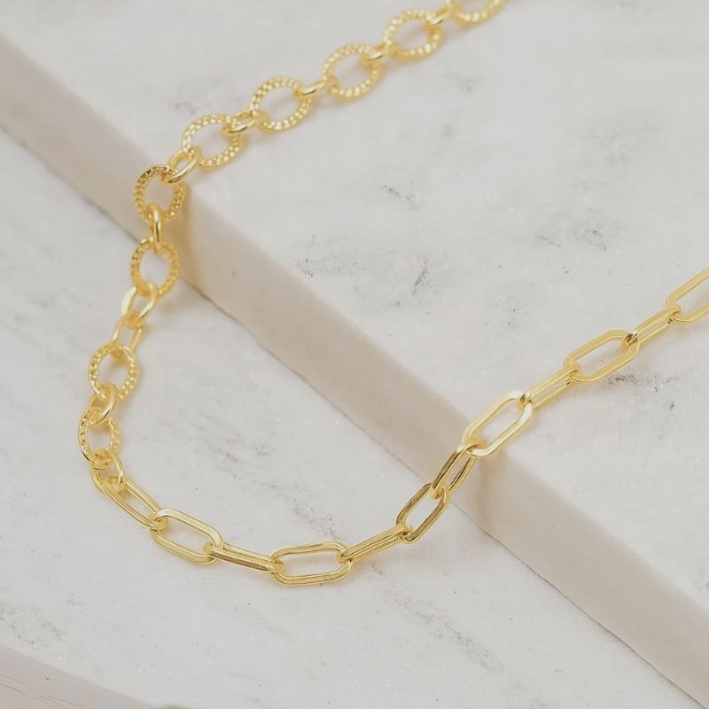 COLAR MIX DE ELOS BANHO OURO 18K