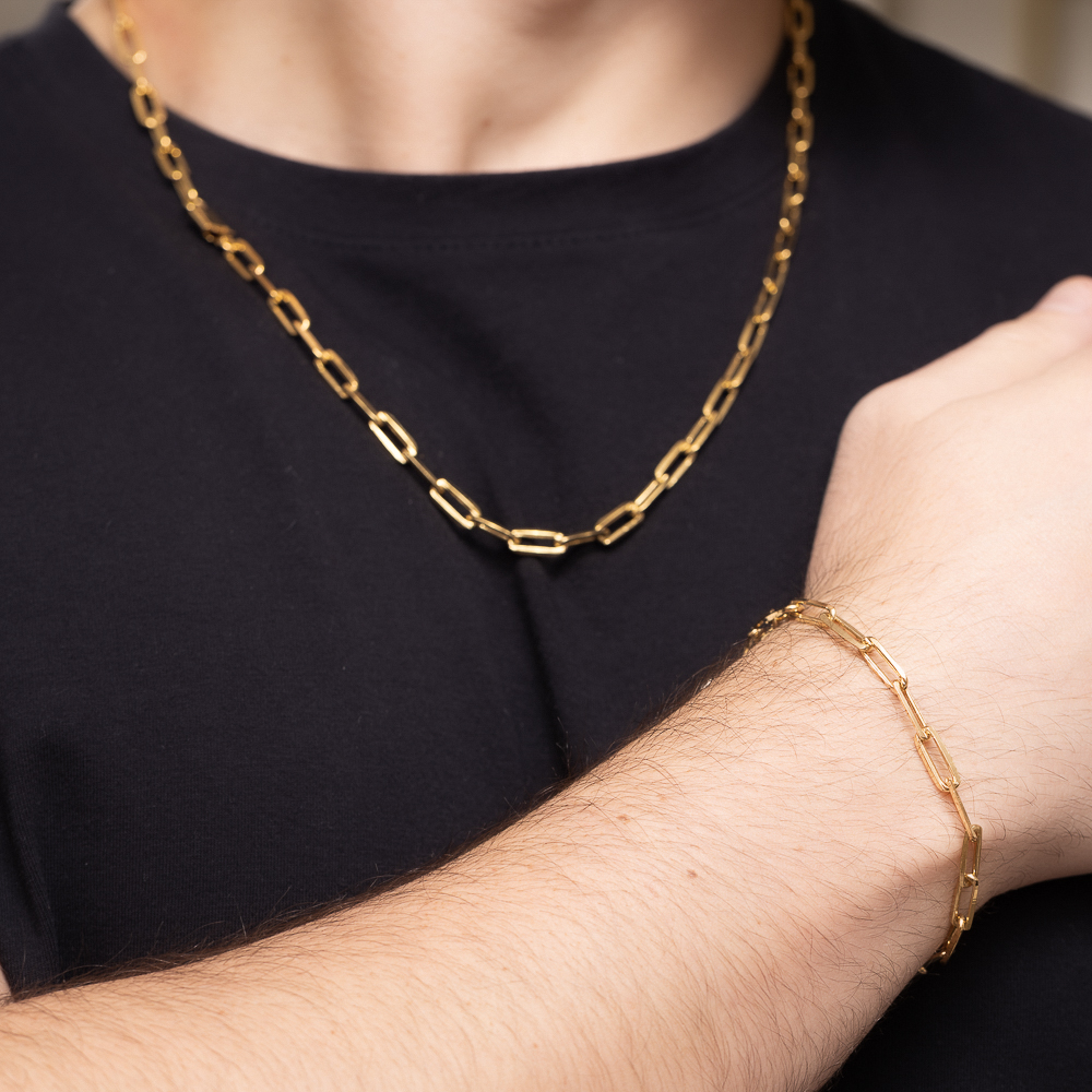 PULSEIRA MASCULINA ELOS CARTIER GROSSA 20M BANHO OURO 20K