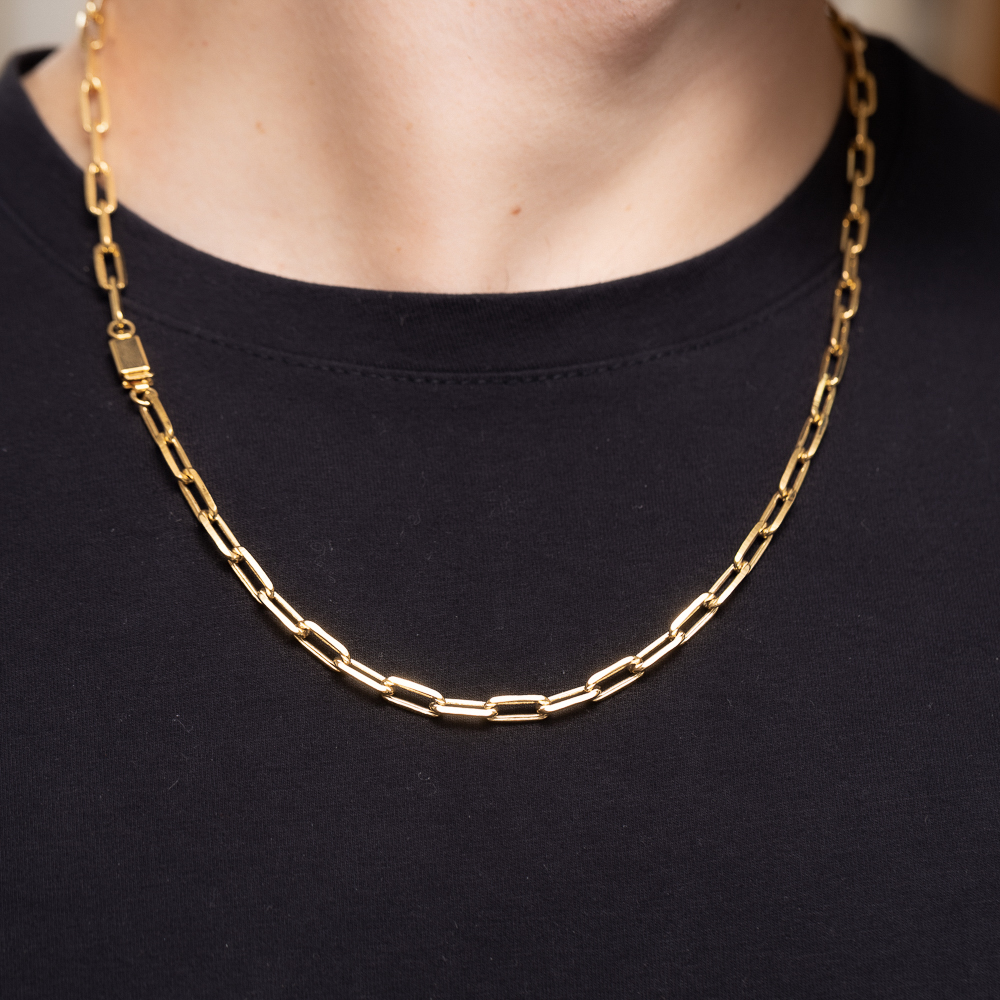 CORRENTE MASCULINA ELOS CARTIER GROSSA 20M BANHO OURO 20K