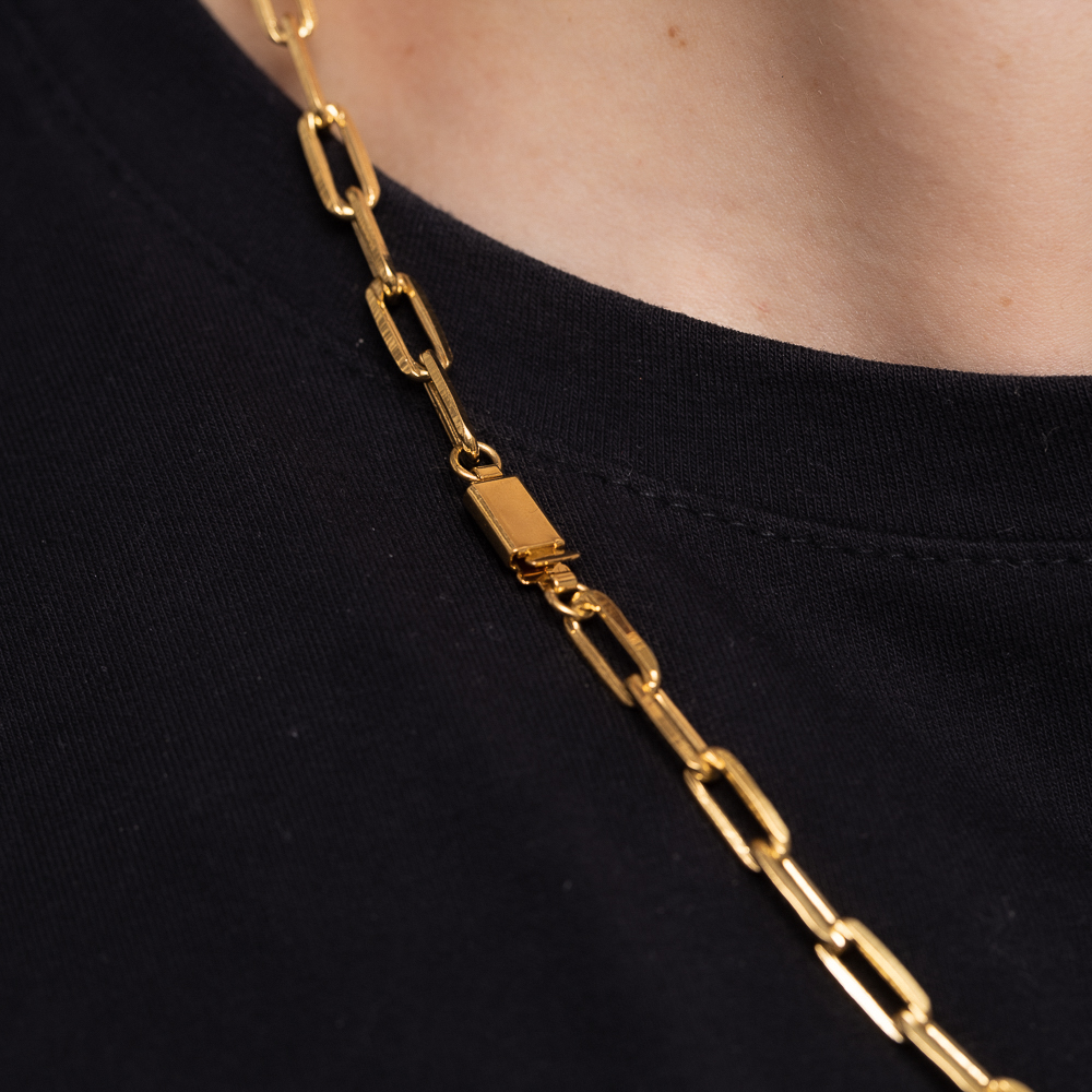 CORRENTE MASCULINA ELOS CARTIER GROSSA 20M BANHO OURO 20K
