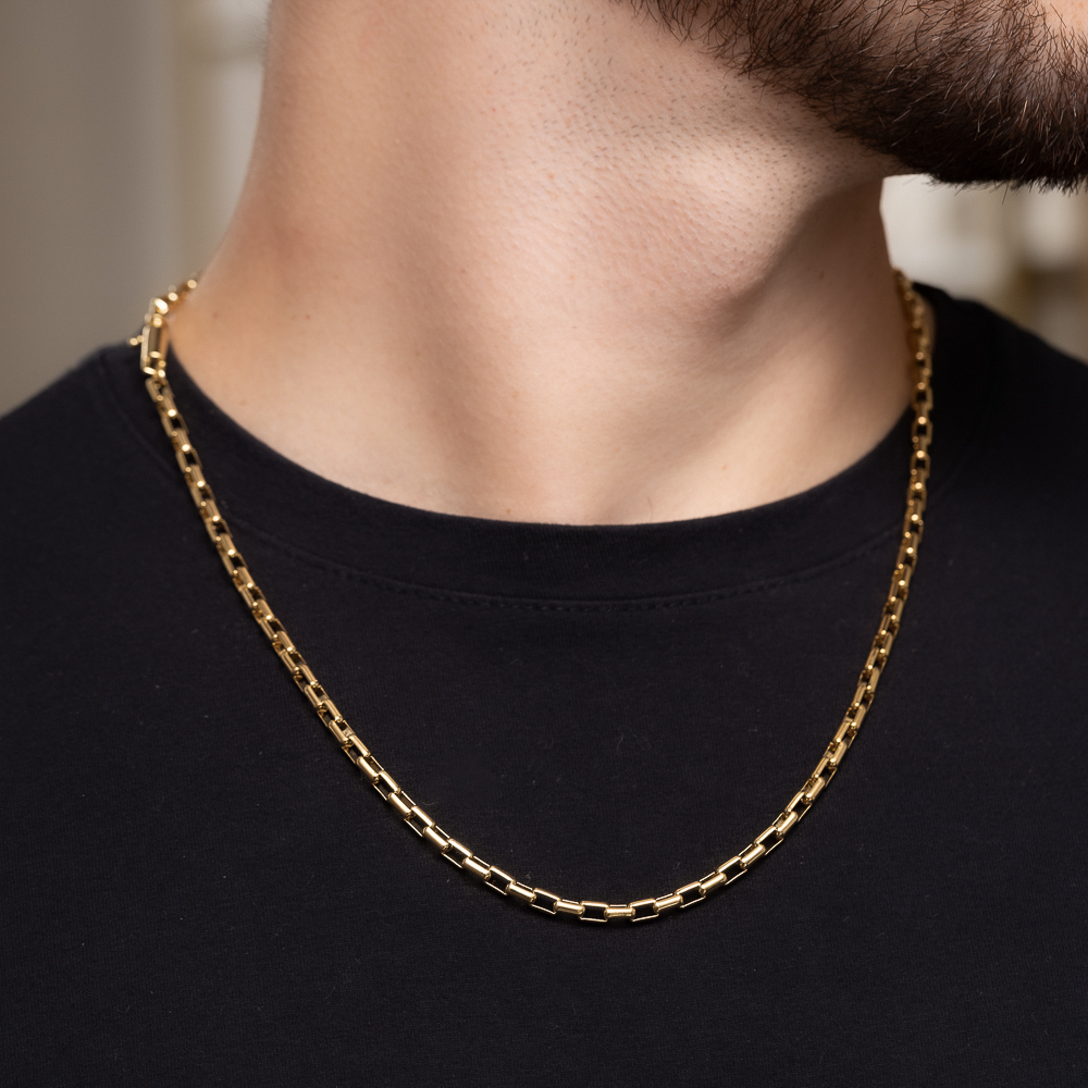 CORRENTE MASCULINA TIJOLINHO G BANHO OURO 18K