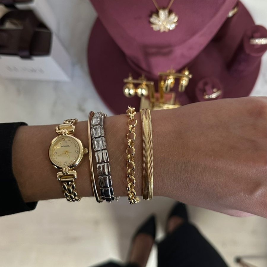 PULSEIRA ELO PORTUGUÊS GROSSO BANHO OURO 18K