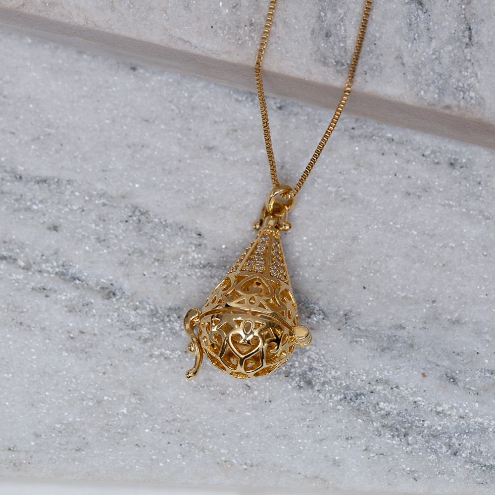 COLAR PERFUMEIRA CRAVEJADA BANHO OURO 18K
