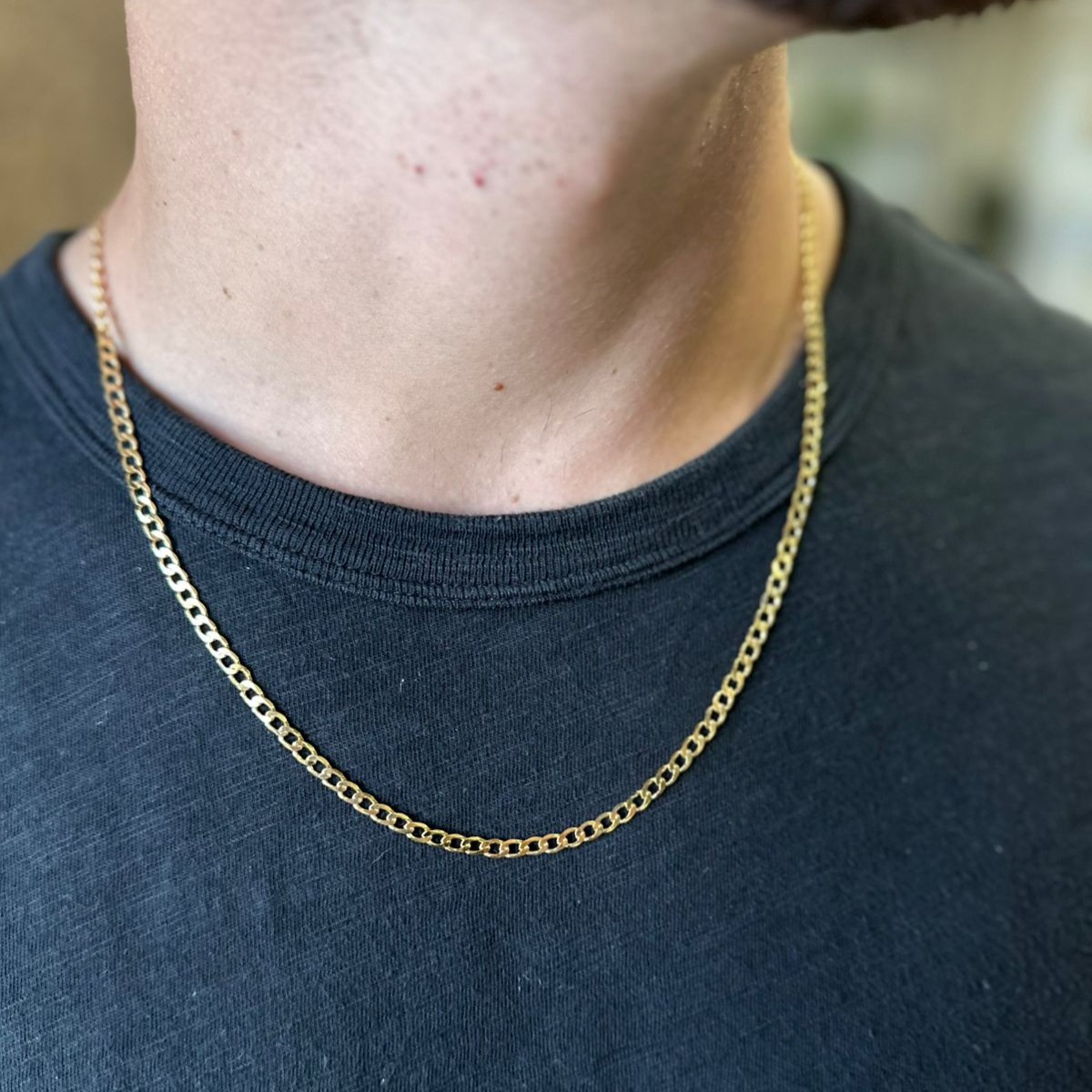 CORRENTE MASCULINA ELOS GRUMET 3.8MM BANHO OURO 18K
