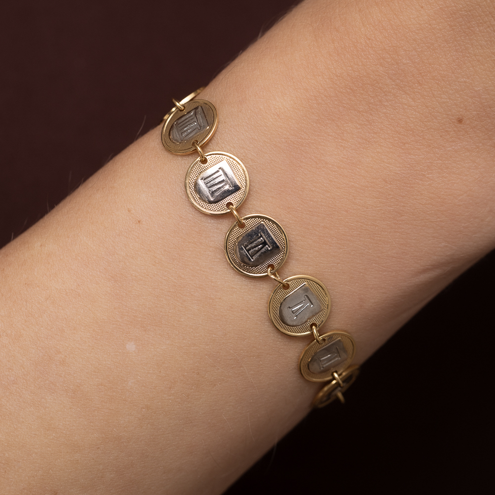 PULSEIRA 10 MANDAMENTOS COM RÓDIO BRANCO BANHO OURO 18K