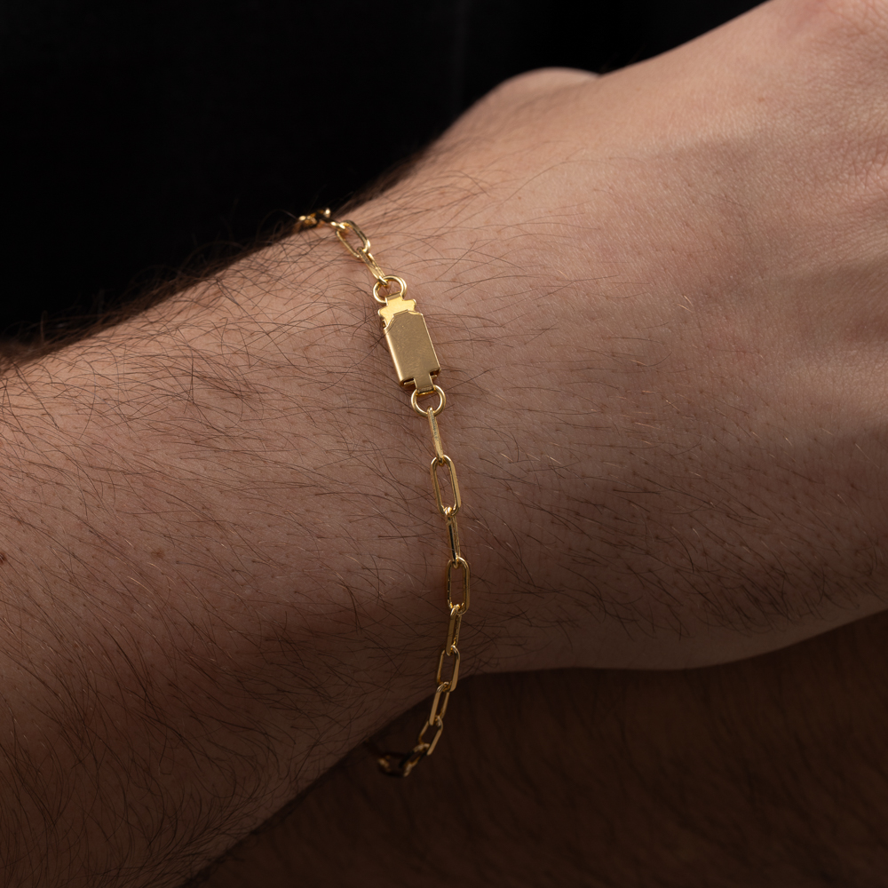 PULSEIRA MASCULINA ELOS CARTIER DIAMANTADO BANHO OURO 18K