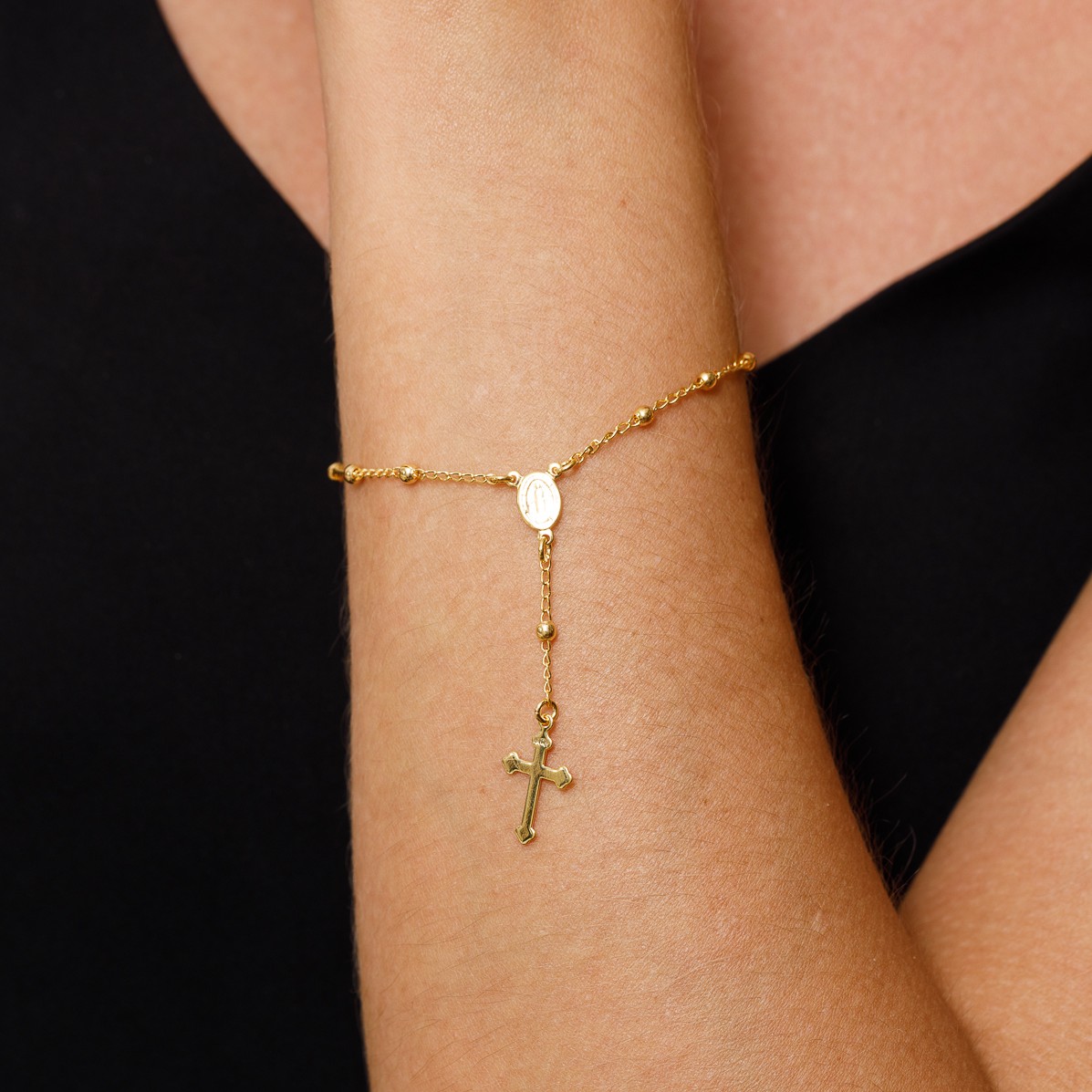 PULSEIRA TERÇO TRADICIONAL BANHO OURO 18K