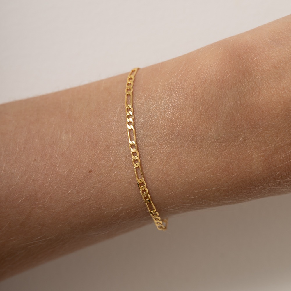 PULSEIRA INFANTIL MASCULINA TRÊS ELOS BANHO OURO 18K