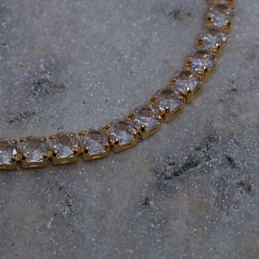 PULSEIRA RIVIERA CRISTAL BANHO OURO 18K