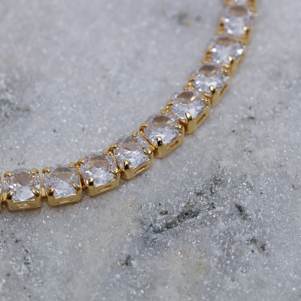 PULSEIRA RIVIERA CRISTAL BANHO OURO 18K