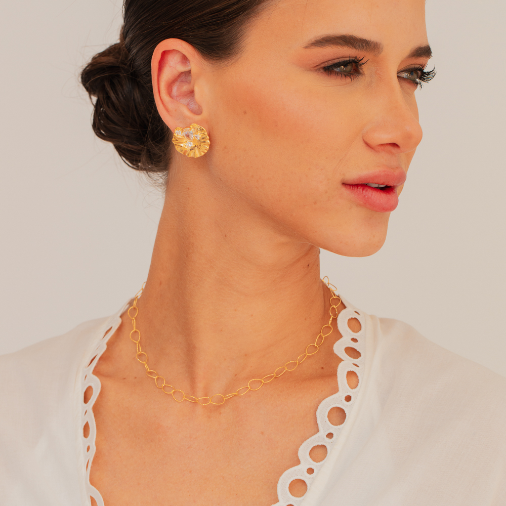 CHOKER ELOS GOTINHAS TRABALHADAS BANHO OURO 18K