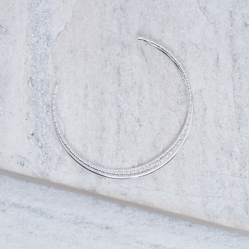 BRACELETE TRIPLO LISO E FOSCO BANHO PRATA