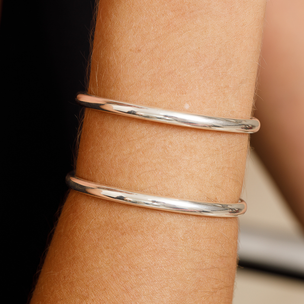 BRACELETE DUPLO LISO BANHO PRATA